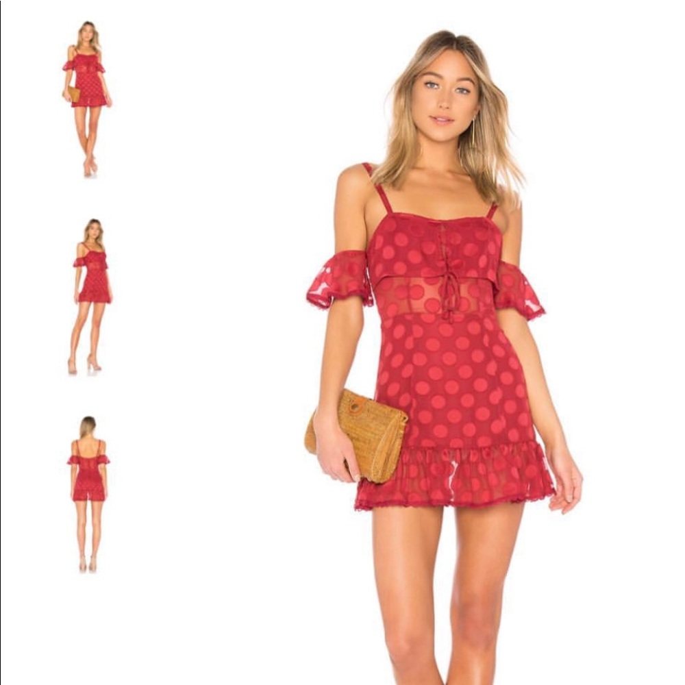 Tularosa red polka dot dress